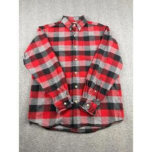 REDHEAD Men's Medium Plaid Flannel Shirt Red Black‎ Gray Long Sleeve Button Up